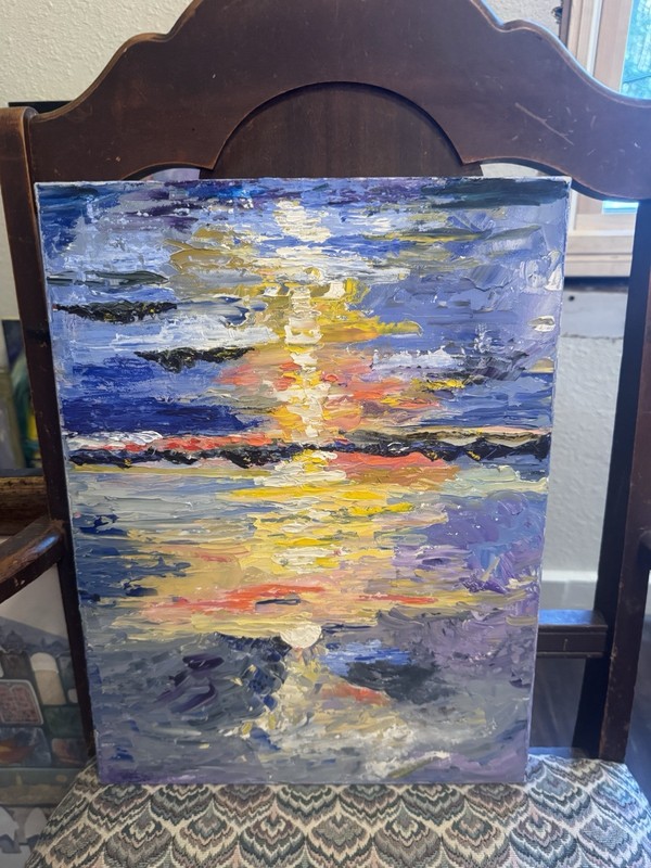 Acrylic Painting On Canvas of a Sunset