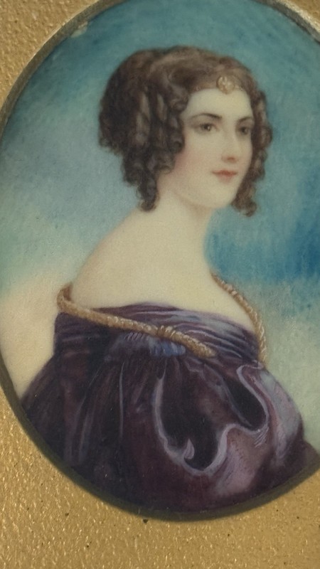 Antique Signed Hand Painted Miniature Portrait Painting Woman gallery