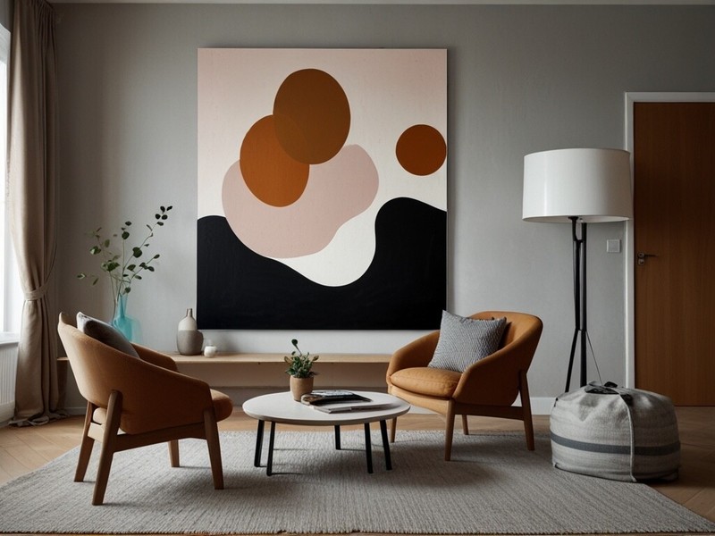 Scandinavia round organic shape LARGE acrylic painting gallery