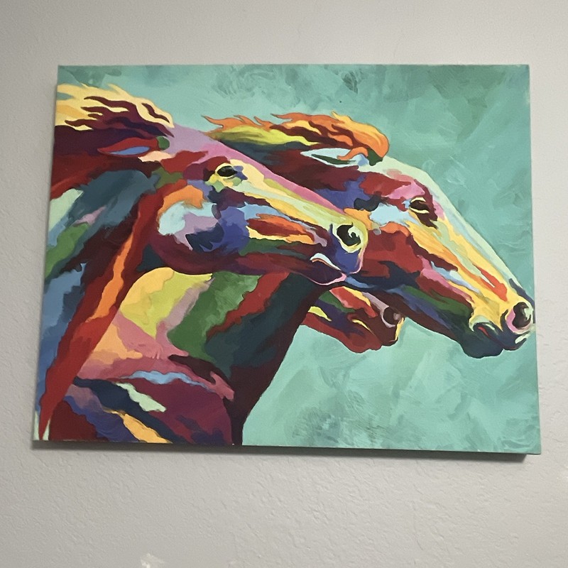 Colorful Modern Abstract Horse Painting, Medium, Unframed Single Piece 20×15.5