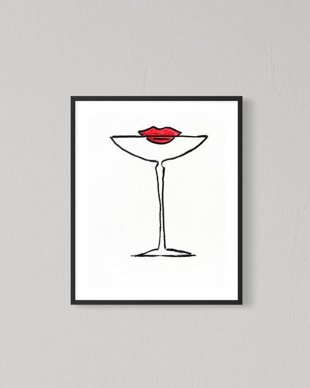 Original Art Woman Sipping Drink 8×10 Canvas Abstract Line Cocktail Art
