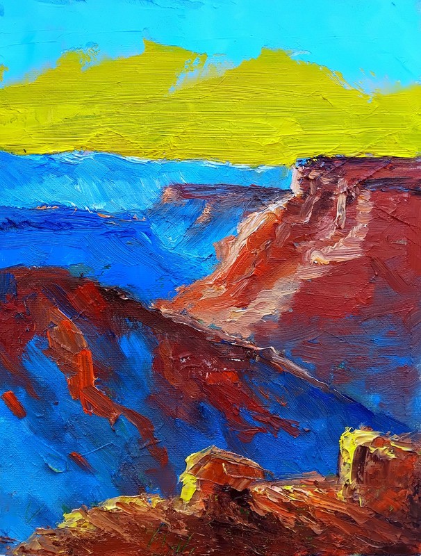 Grand Canyon Sunrise Oil Painting 7X9.5″ Handmade Original Arizona Art Landscape