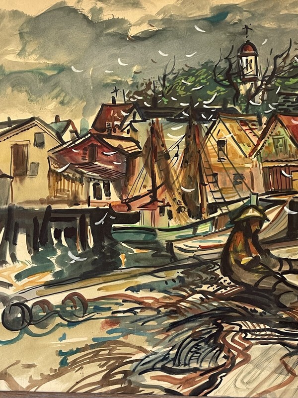 ALFRED CZEREPAK ANTIQUE MASSACHUSETTS BOAT DOCK LANDSCAPE PAINTING OLD MODERN 50 gallery