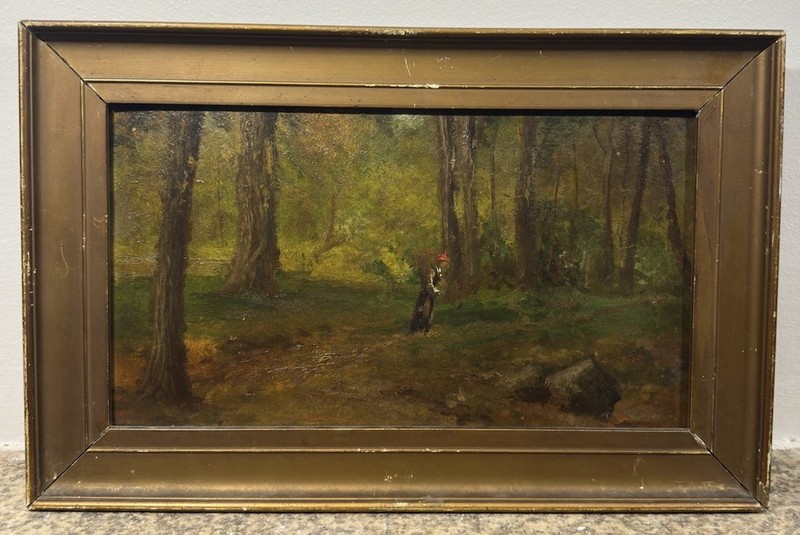 Oil On Panel 19th Century Character In Forest Of Fontainebleau Barbizon School?