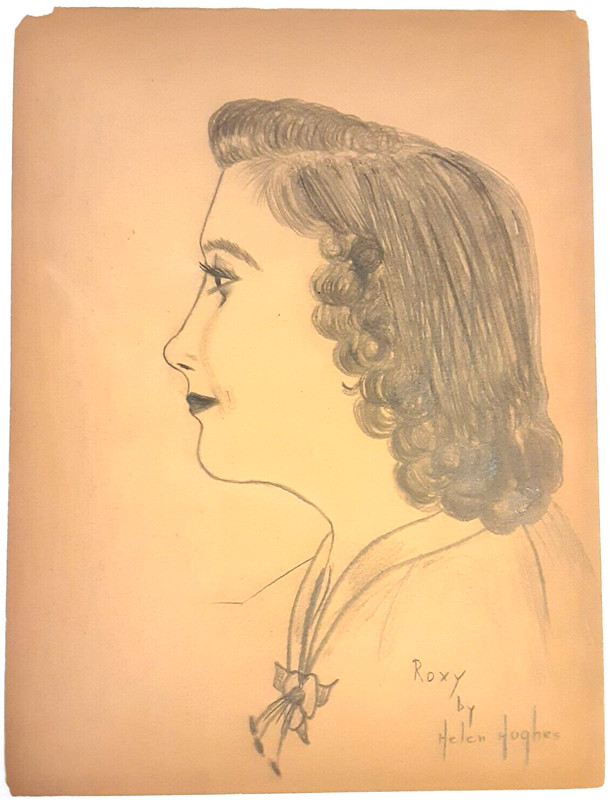 Wartime Charcoal Drawing Roxy By Helen Jean Hughes Quincy Illinois 1940s Art