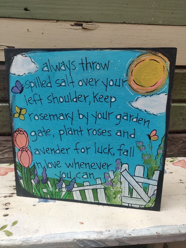 Pratical Magic Movie Quote Painting on 8 x 8 wood panel, Throw Spilled Salt