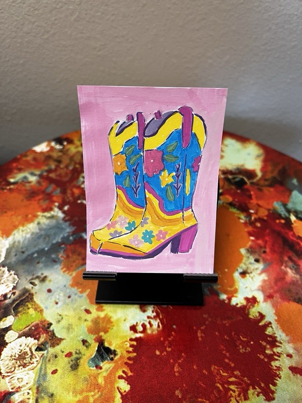 ACEO Art Card: Cowboy Boots 2.5 x 3.5 Inches
