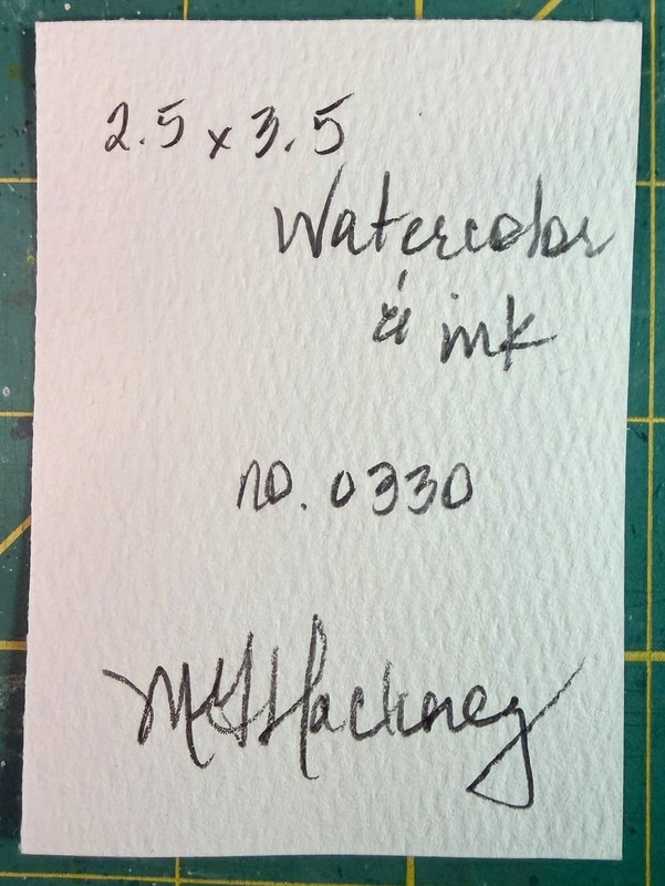 Painting by M. Hackney Roses Watercolor & Ink, Signed Original ACEO gallery