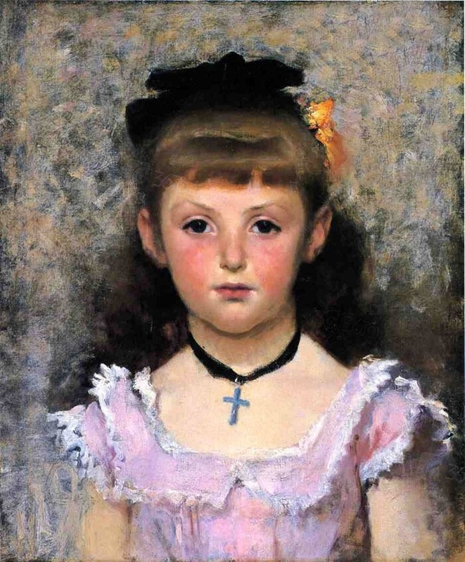 hand-Painting John Singer Sargent Lovely little girl Portrait of Jeanne Kieffer