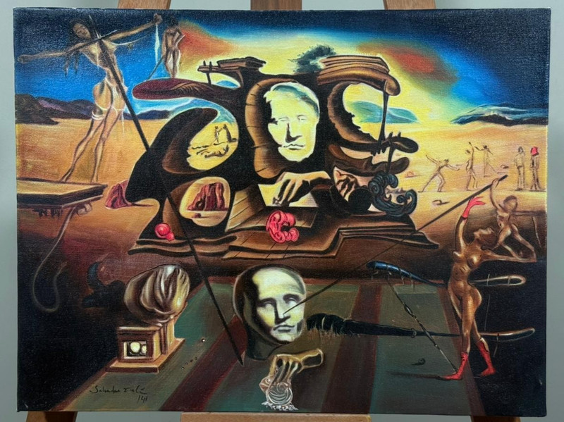 Salvador Dali Oil Painting on canvas Sealed Antique Unframed