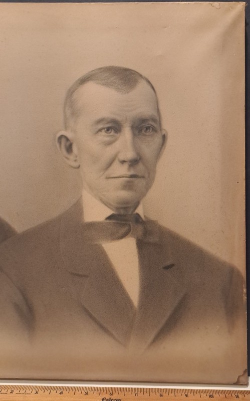 1890 AMERICAN SCHOOL "CRAYON PORTRAIT" PENNSYLVANIA UNFRAMED ON STRETCHERS gallery