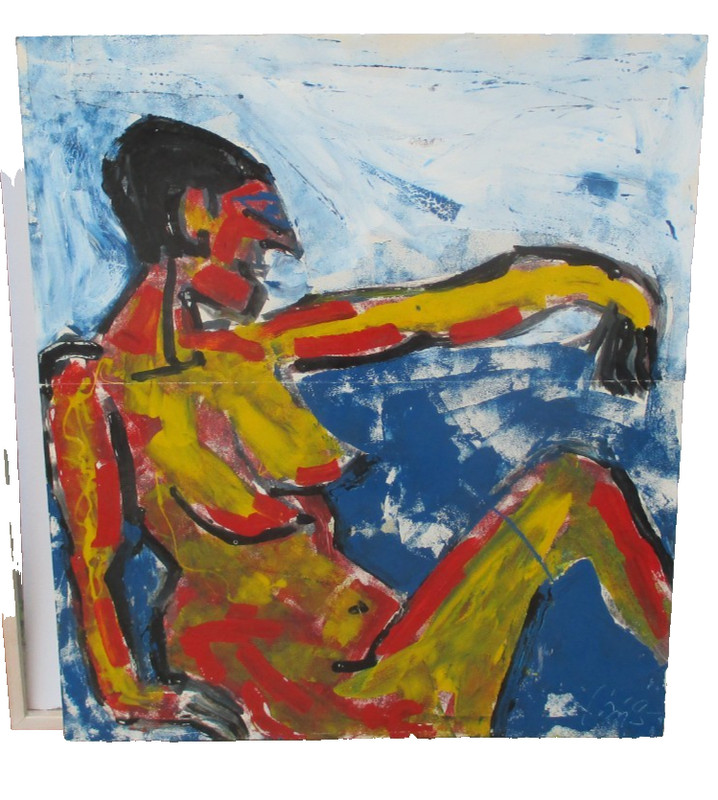 Oil/LW Picture Woman in Bathroom Expressive Nude Painting Modern Stud. sign. art academy