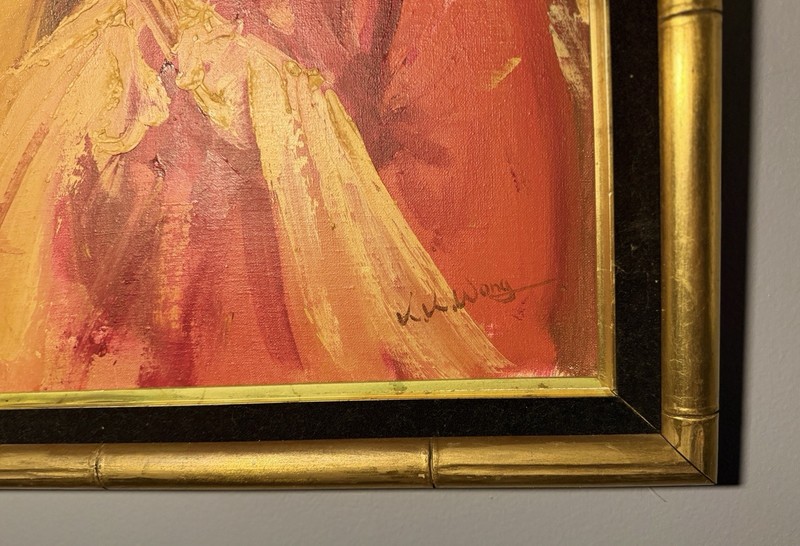 Orig K.K. Wong Oil Painting Chinese Girl Portrait Signed Vintage Framed Artwork gallery