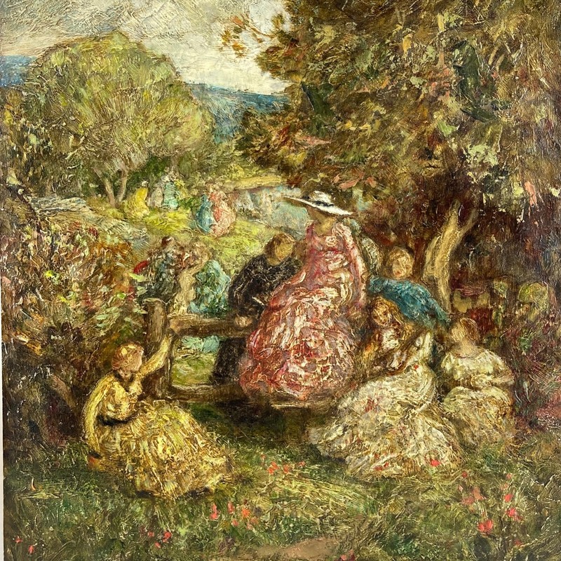 HIGHLY INTERESTING ANTIQUE OIL IMPASTO PAINTING CIRCLE OF ADOLPHE MONTICELLI ART