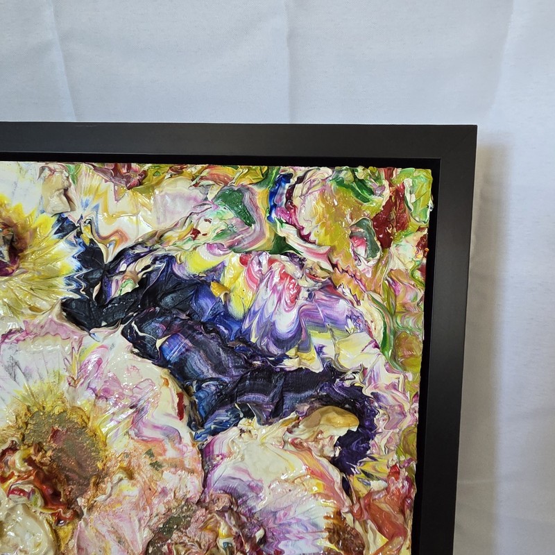 Oil On Panel 3D Abstract Art Floating Frame Kevin Winger #78 Quartz Skull Signed gallery