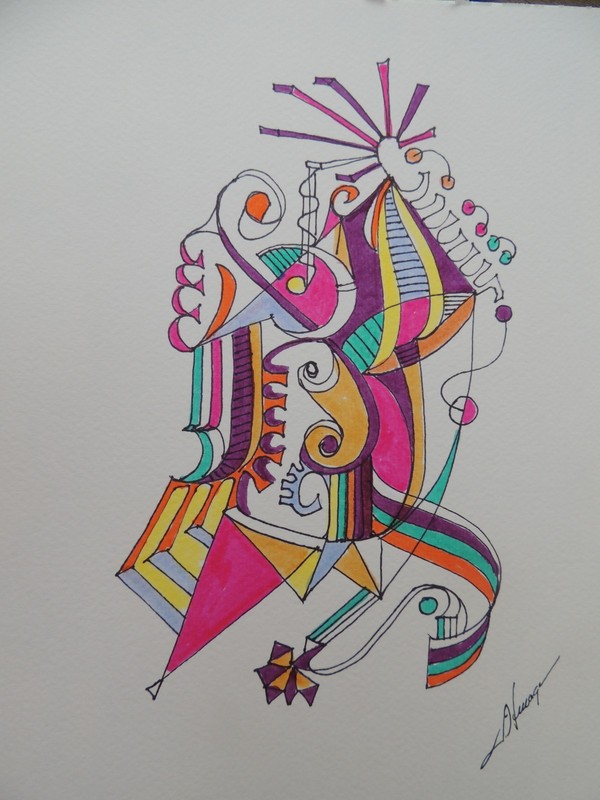Abstract Art «TWO CLOWNS» Original WATERCOLOR 9×12 inch Painting SIGNED