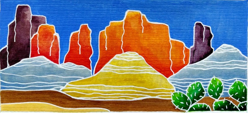 Abstract Contemporary Desert Landscape Painting, Nature Theme