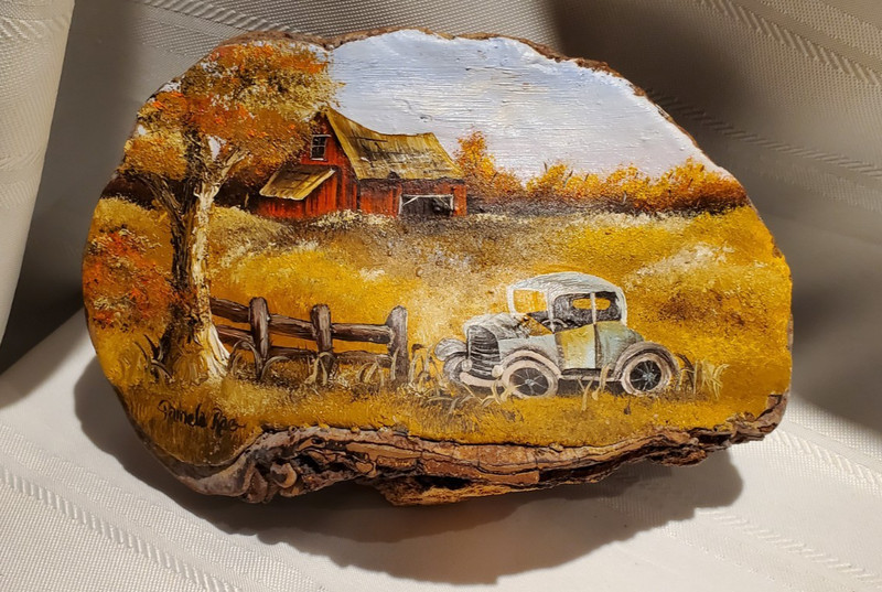Hand Painted Tree Fungus / Artist’s Conk – Signed – Fall Harvest / Farm – Truck