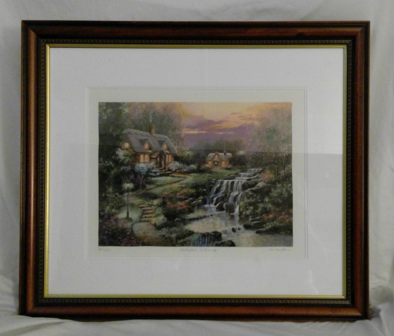 Andrew Warden, Serigraph, Waterfall Cottage, Framed Art, 26 x 22,Signed #421/485