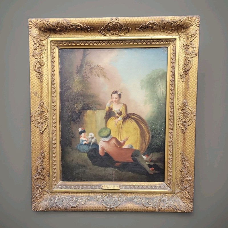 ORIGINAL 18 c. CHRISTIAN WILHELM ERNST DIETRICH "CHILDREN WITH DOG"