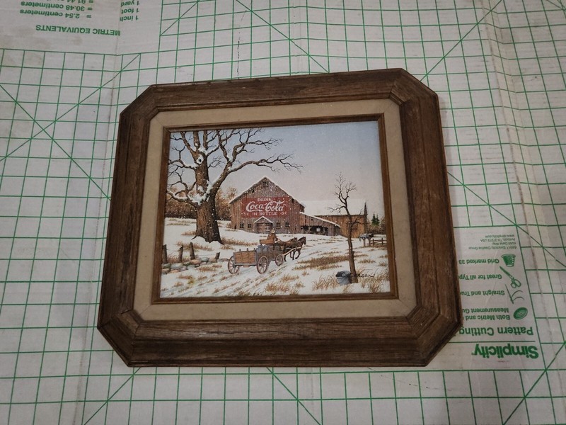 C. Carson Signed Canvas Coca-Cola Winter Theme Barn 13×15 Painting Serigraph