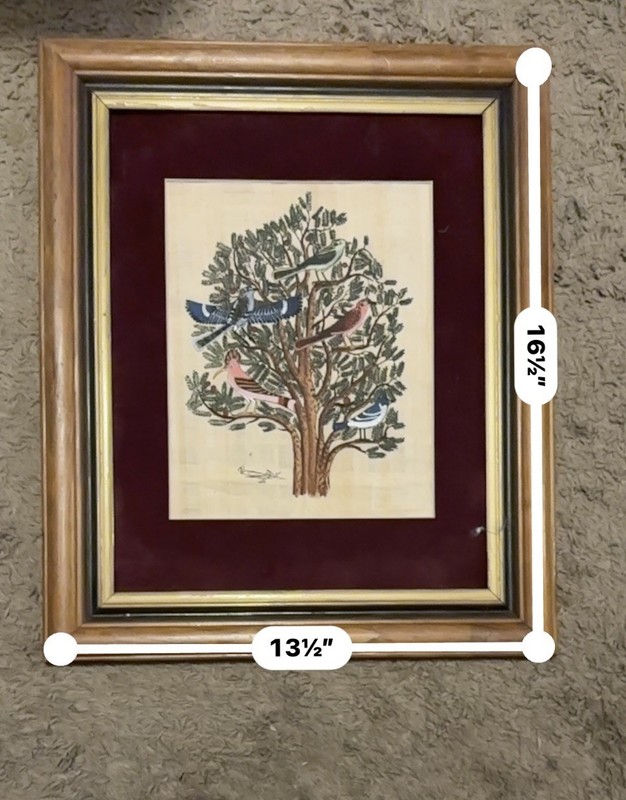 Framed Tree of Life on Papyrus Paper 13 1/2 x 16 1/2 no glass on the front