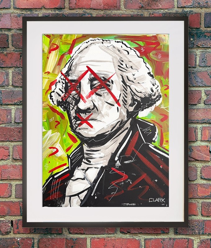 Original George Washington Graffiti Painting – 16×12″ Acrylics Stretched Canvas