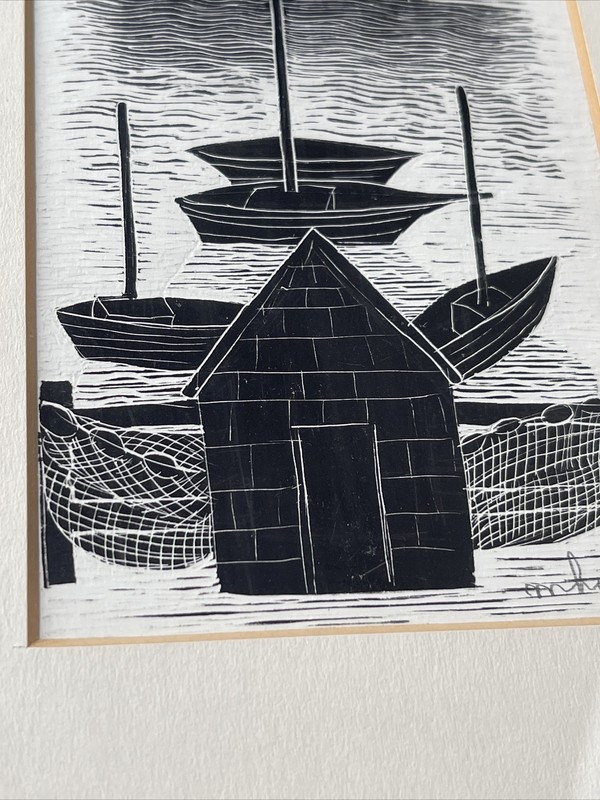 MARGO HOFF PAINTING ANTIQUE NAUTICAL WPA ERA 1930'S DRAWING FAMOUS MODERNIST gallery