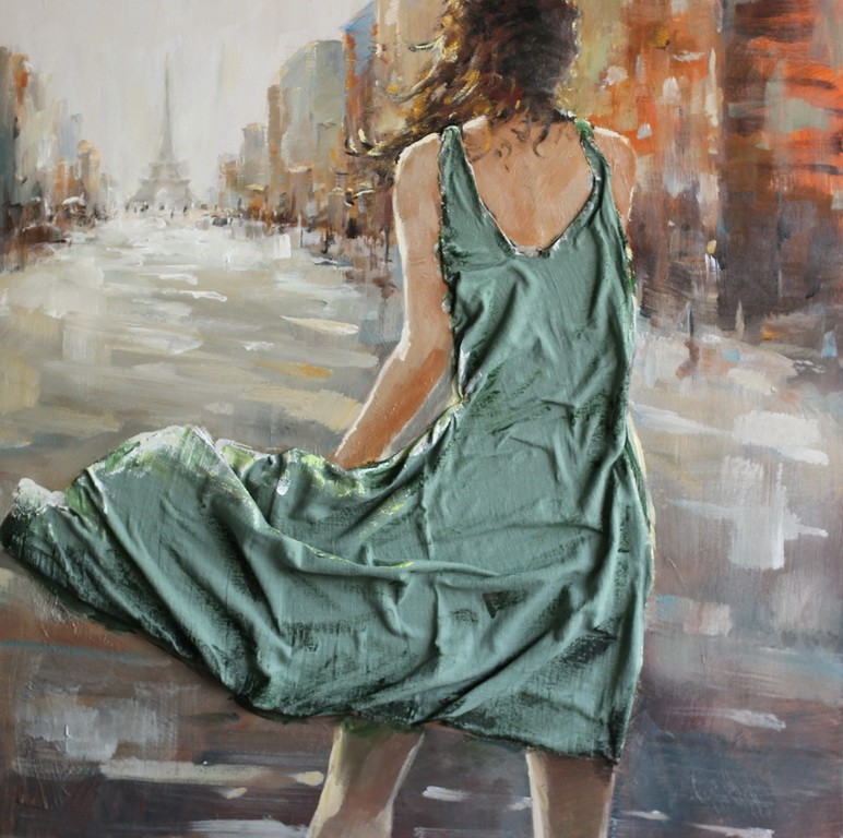 Beautiful High Quality Wall Art Canvas Oil Paining Agog Lady Dancing In Paris