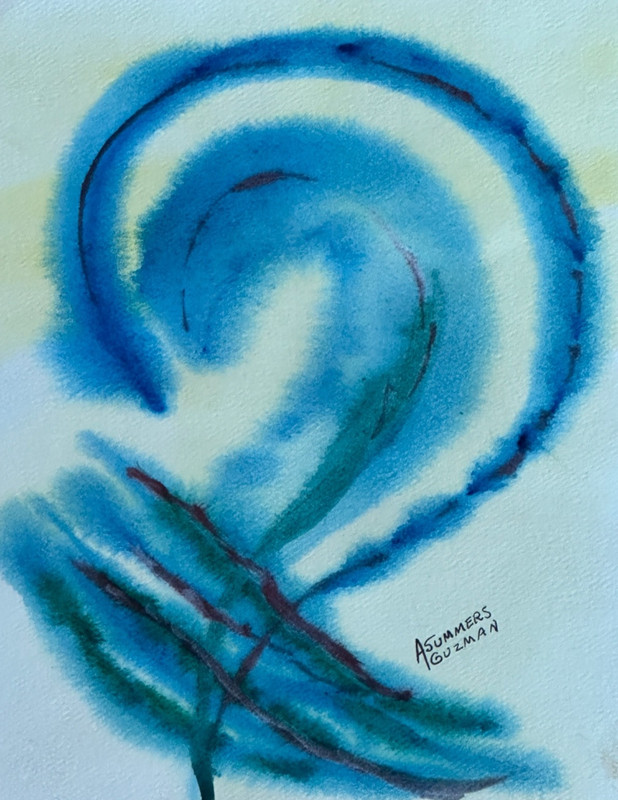 ALICE GUZMAN ORIGINAL WATERCOLOR PAINTING 9" X 7" NEW MEXICO ARTIST 1980'S