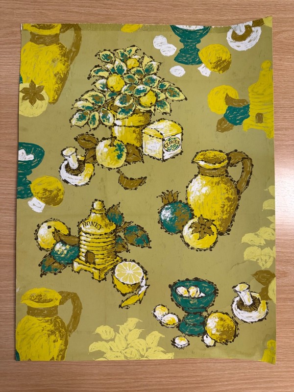 Original Gouache Kitchen Still Life Textile Design Honey Cloves Studio