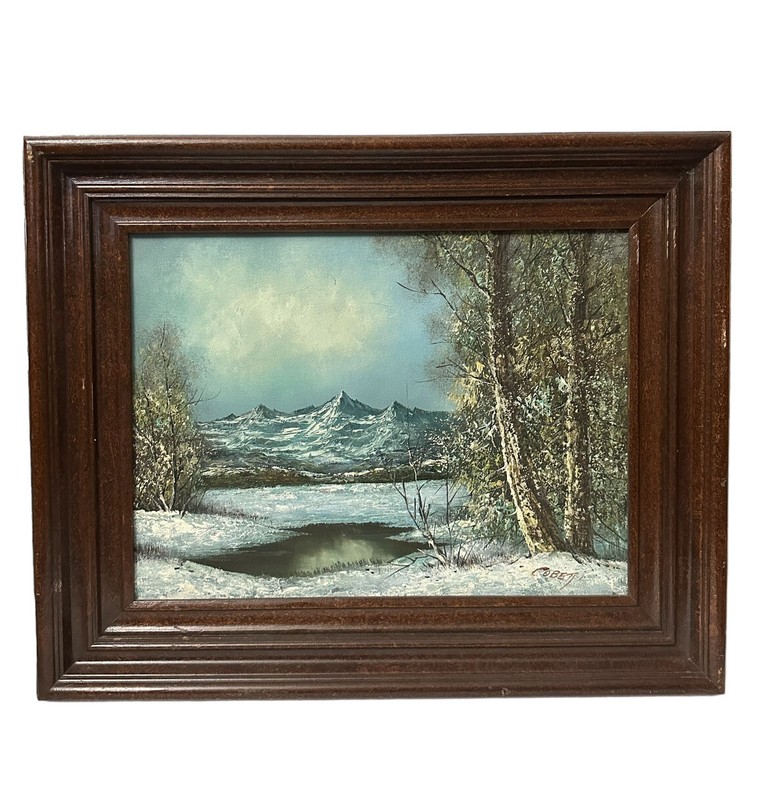 Vtg Original Oil Painting By Cobetti MCM “Winter Blanket” Snow Landscape COA