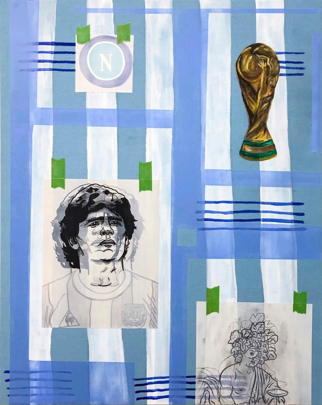 Diego Maradona Painting (Mano De Dios, 2018, Acrylic Canvas, 24”x30”in)
