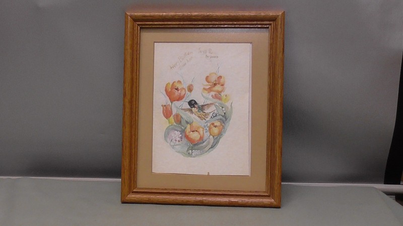 Original Watercolor Hummingbird Painting framed