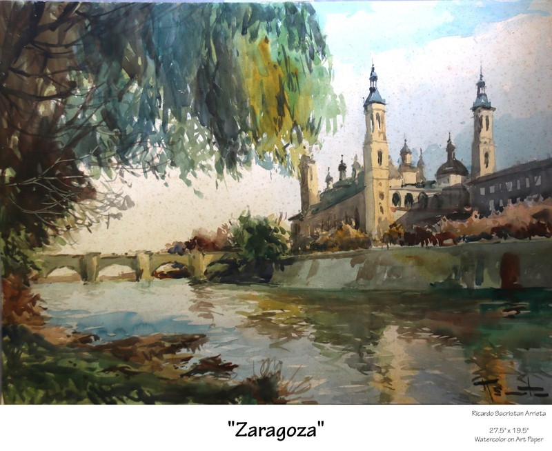 Set of Old Spain Watercolor Paintings By Ricardo Sacristan Arrieta