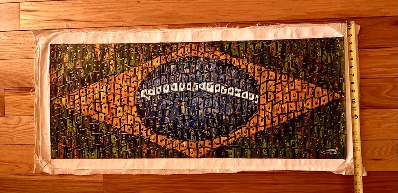 Original Hand Painted Brazil Flag On Canvas 38x15 Inches gallery