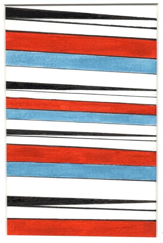 Small Perceptual Line Study 31245 (Original Painting by Amy Ione. Matted. Framed gallery