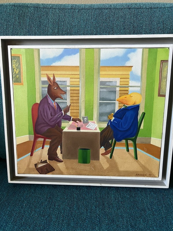 1983 Oil Painting “Cambridge Office” by Joseph Barbieri 12” by 14” Framed