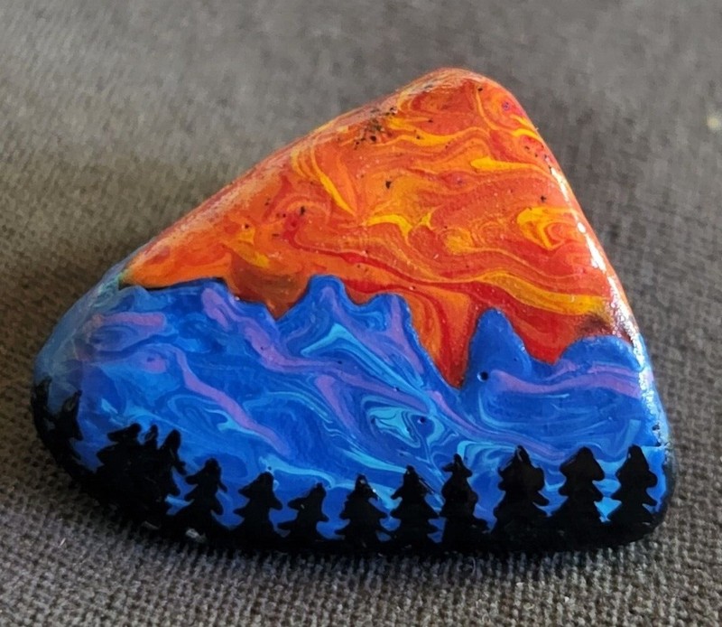 Hand-Painted Lake Superior Stones - Red and Blue Rocks and Sky gallery