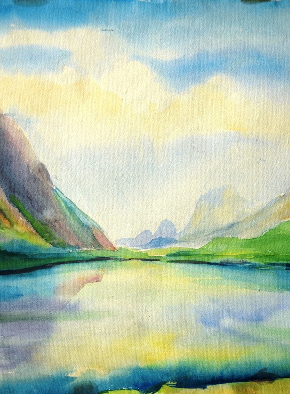 Ewald Becker-Carus 1902-1995 Hamburg/watercolor 1947 Rappensee Oberstdorf Allgäu gallery