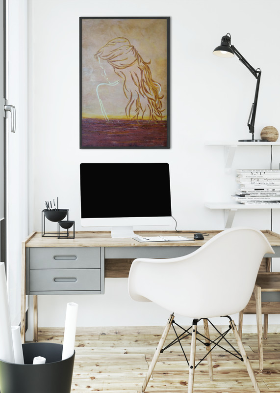 "Golden Silhouette"-Golden Contemplation - Original Abstract Figure Art 40x60cm gallery