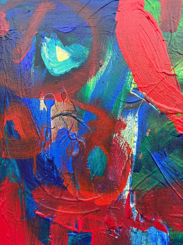 Oil Painting Abstract Composition Modern Art Red Green Blue 56.5X46.5Cm gallery