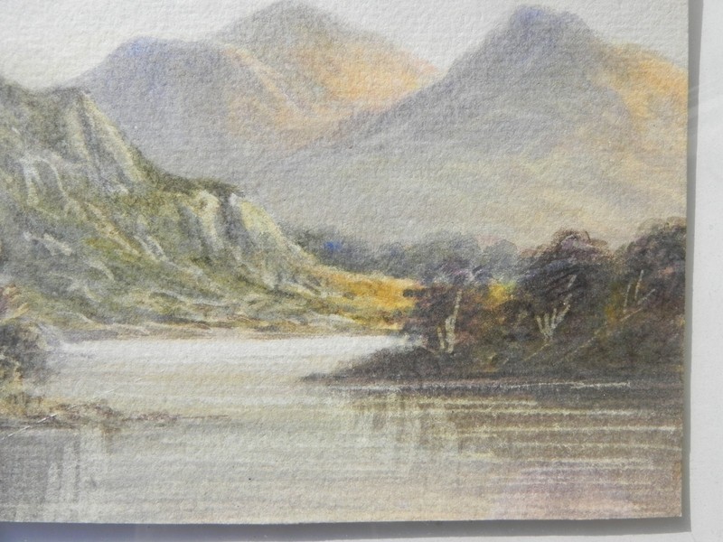 English or Scottish antique mountain highlands old watercolor painting gallery