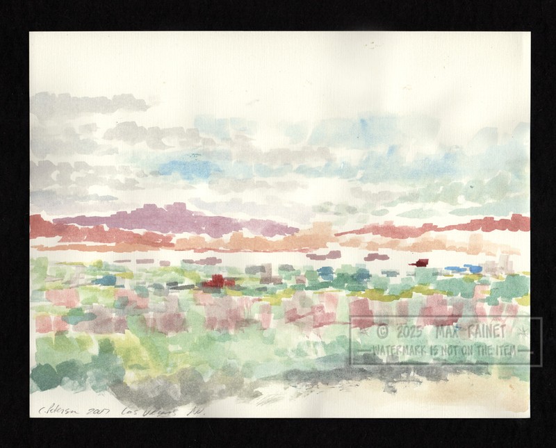 Desert Landscape Las Vegas Nevada 2007 C Peterson * Original Watercolor Painting