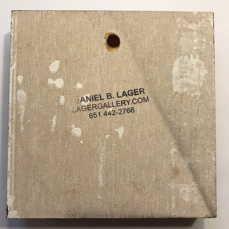 Daniel Lager PEAR ON TABLE Abstract Painting Reverse Acrylic Color Block-SIGNED gallery