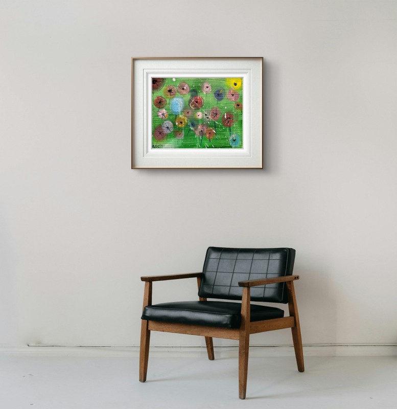 Garden Of Flowers Bold Color Modern Abstract Art Original Canvas 11x14 gallery