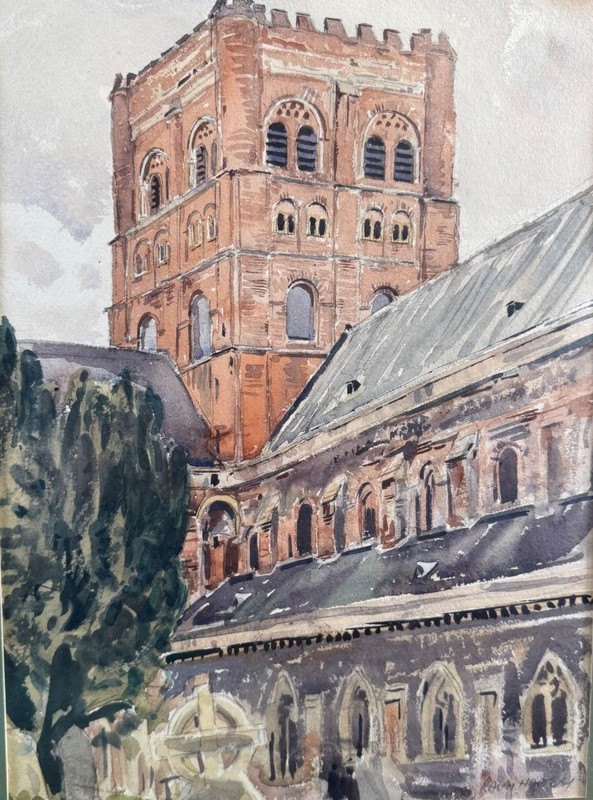 Ralph Hartley (British) A Village Church in Rural England Watercolour c1950s