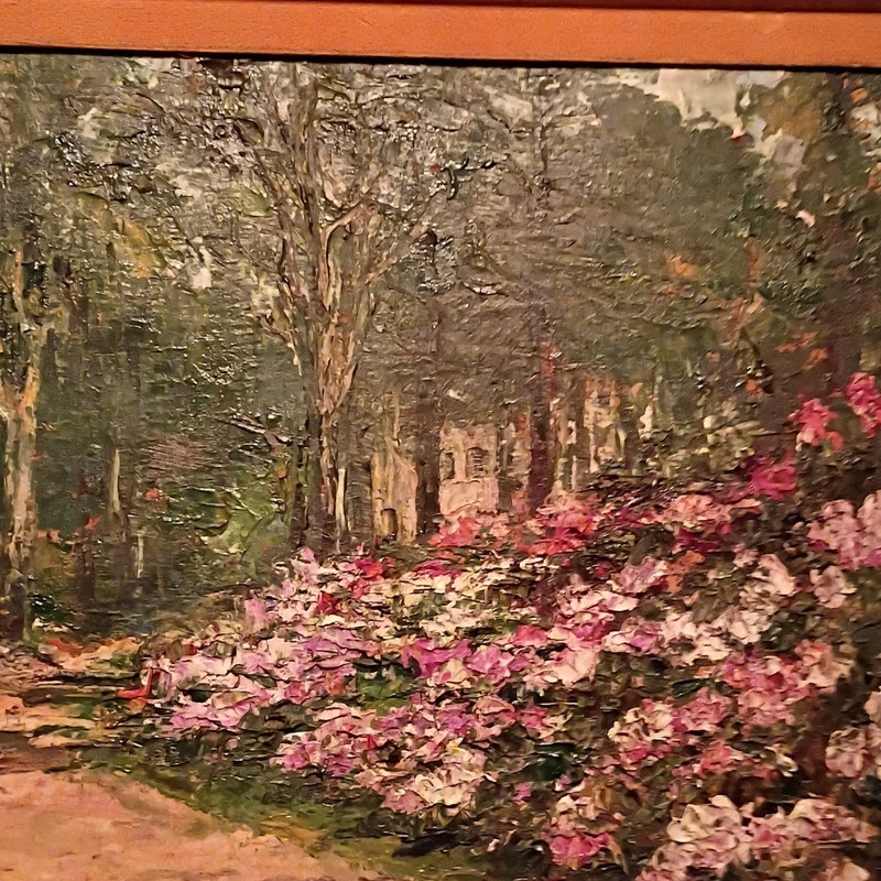 Framed Impressionist Landscape Painting Garden Trees House Floral Nature Theme gallery