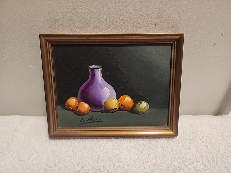 Vintage Hand Painted Still Life Small Frame 7″ X 5 3/8″