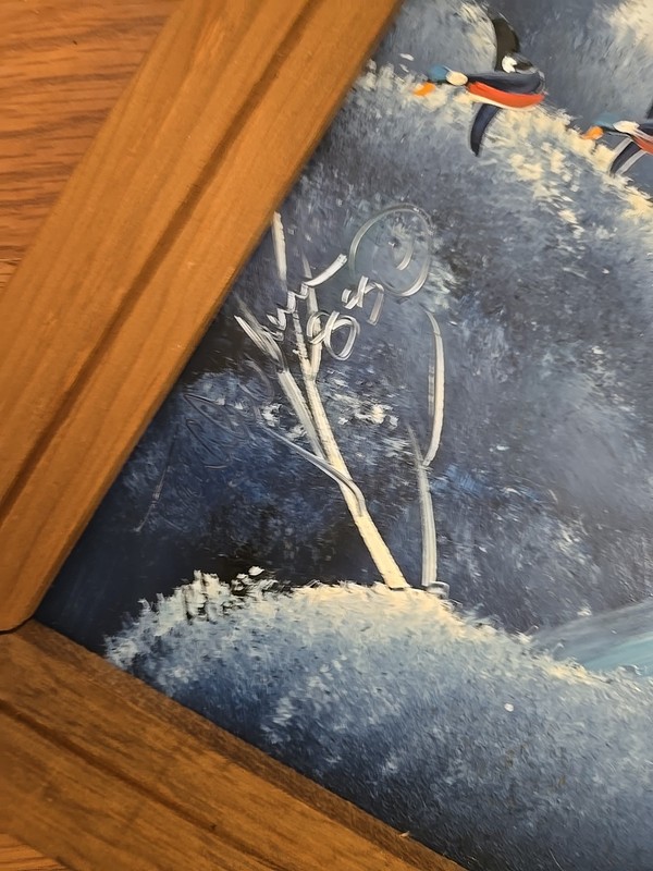 Tom Dunham Oil Painted Mirror Framed Winter Fall Scene Set Of 2 VTG gallery